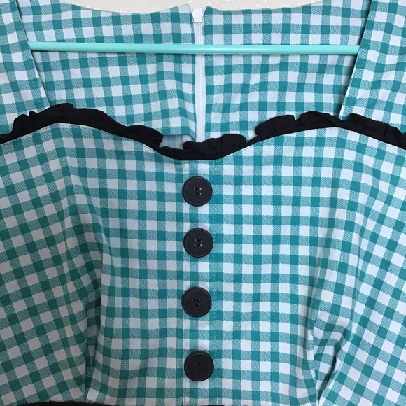 Vintage Blue Plaid Dress - Picture 3 of 8